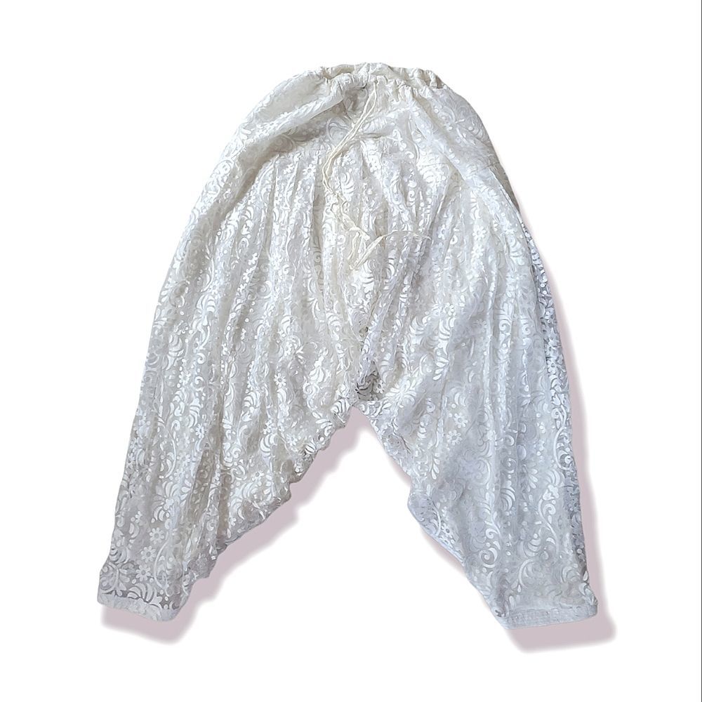White Lace Harem Pants - Lightweight Women’s Boho Lounge Pant